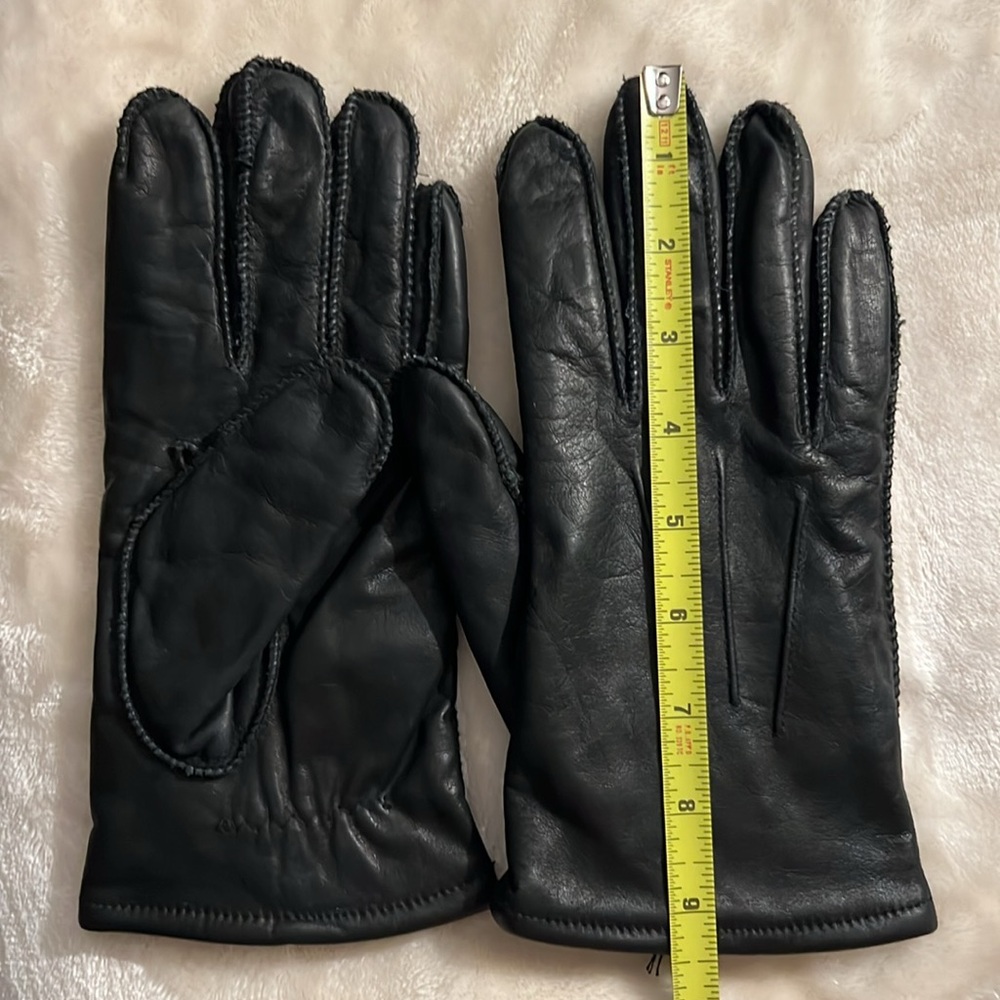 NWOT 🧤 VINTAGE FOWNES FLEECE LINED SOFT WARM BLACK LEATHER GLOVES Women’s L - Picture 11 of 13